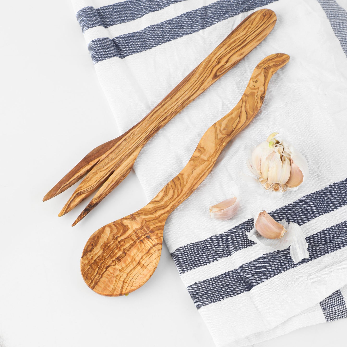 Olivenholz Salatlöffel Salatgabel natürliches Design