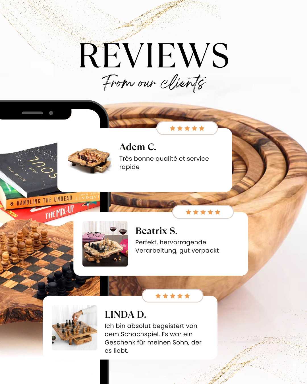 Handgemachtes Olivenholz Küchenutensil mit 5-Sterne-Review

