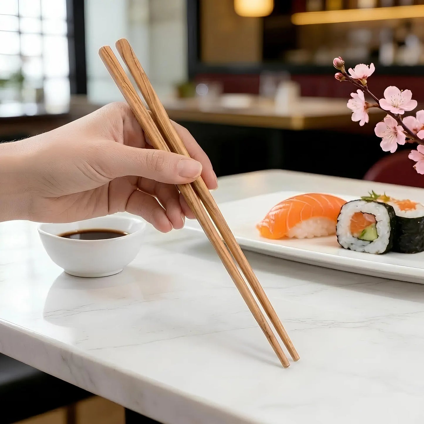 Japanische Essstäbchen aus Olivenholz für stilvolles Essen