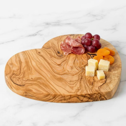 Handgefertigtes Herz-Brett aus Olivenholz - Aus einem Stück Naturholz - Handgefertigt Schweiz 