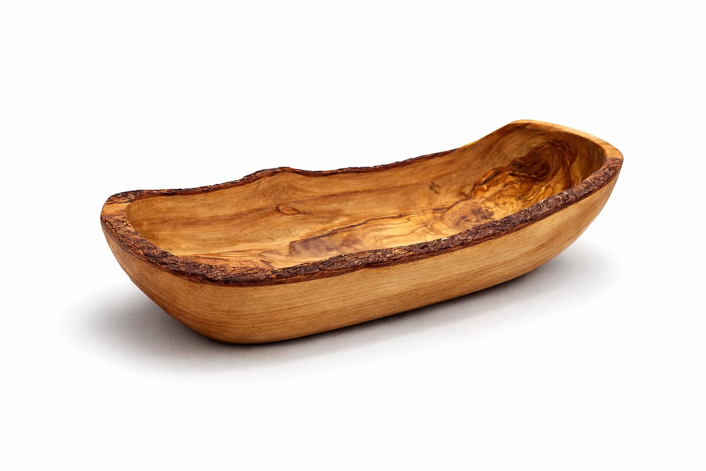 Detailaufnahme einer Olivenholz-Schale mit einzigartiger Holzstruktur