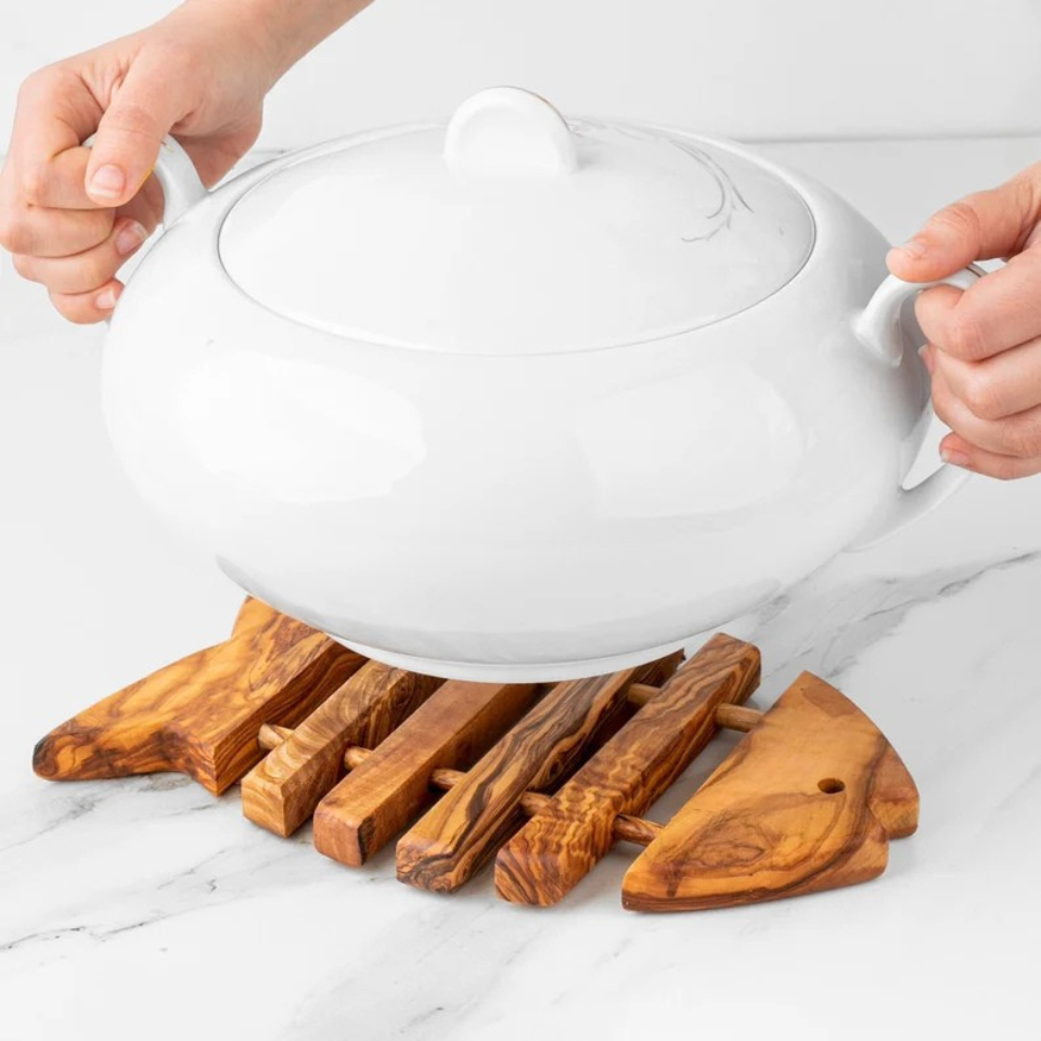 Dekorative Olivenholz Untersetzer – Fisch, Sechseck, Rund