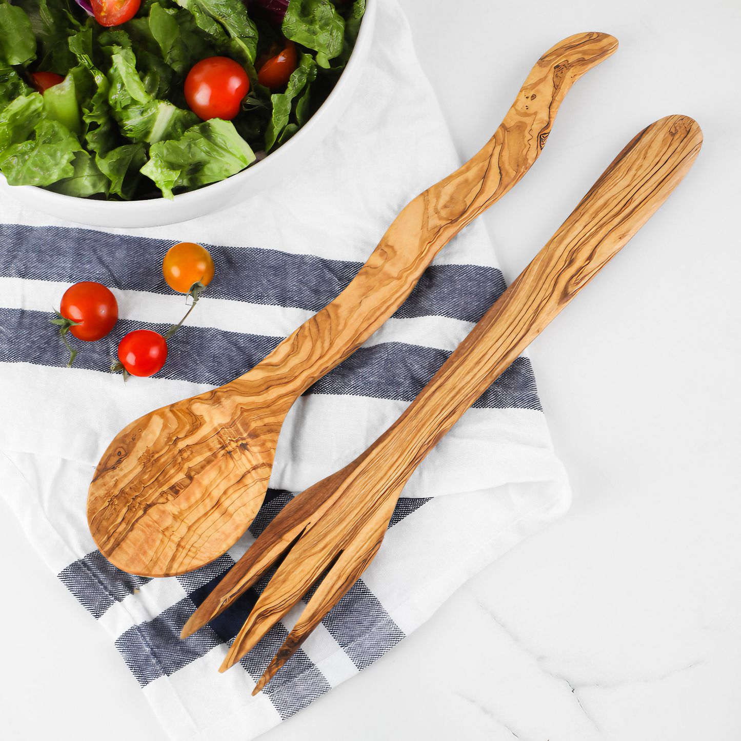 Olivenholz Salatbesteck Set handgefertigt 30cm