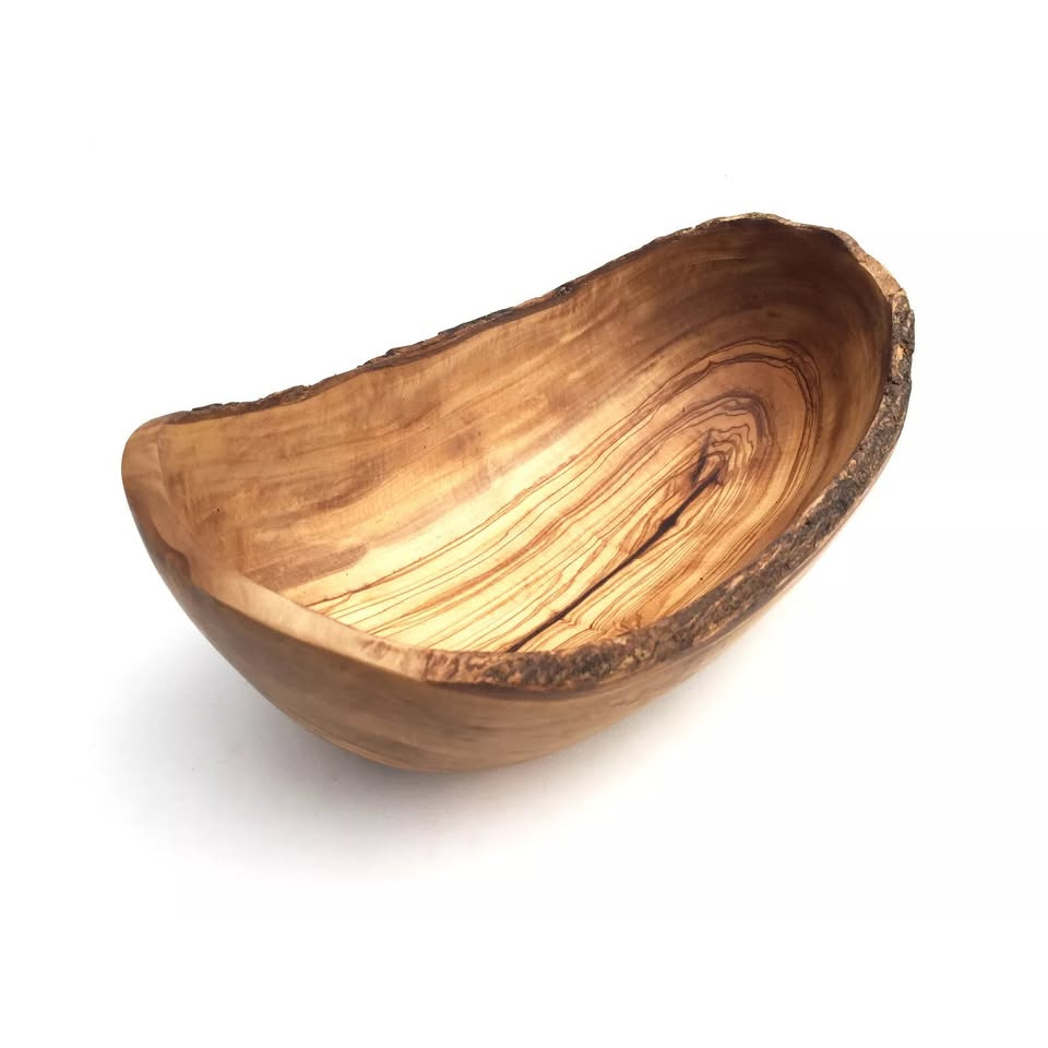 Handgefertigte Obstschale und Brotkorb aus Olivenholz – elegante Dekoschale für Früchte und Brot

