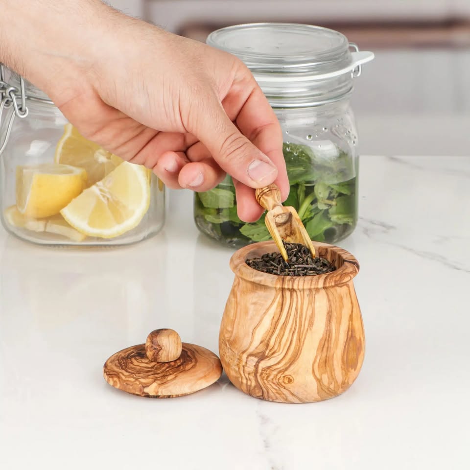 Handgemachte Gewürzgläser mit Holzdeckeln – Küchenaccessoires im Naturlook

