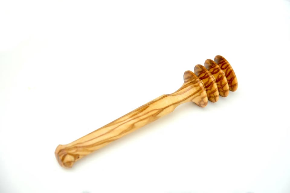 Rustikaler Drizzler-Honiglöffel aus Olivenholz – handgefertigt, ideales Geschenk für Mama

