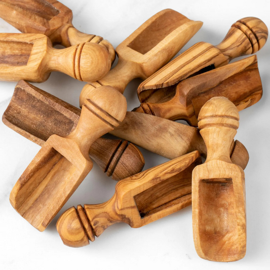 Kleine Holzschaufeln, ideal zum Dosieren von Gewürzen, Salz oder Mehl