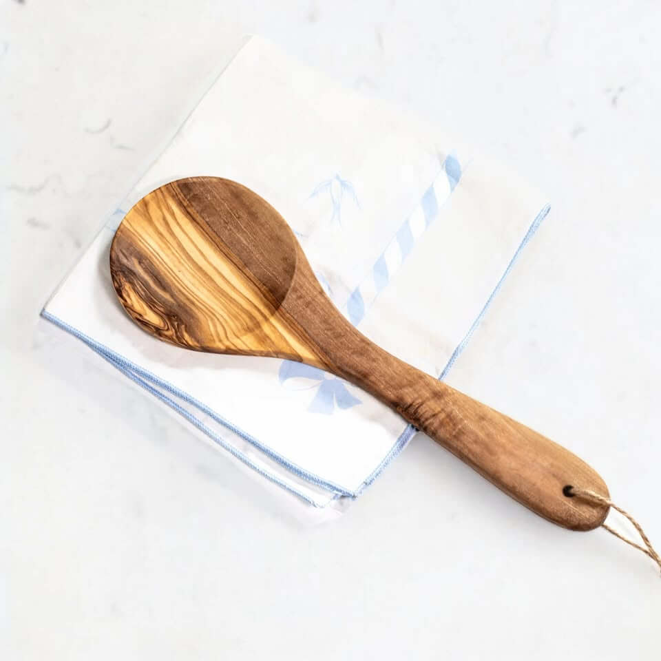 Kochlöffel aus Olivenholz mit natürlicher Maserung, ideal zum Kochen und Rühren