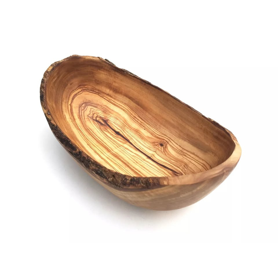Handgefertigte Obstschale und Brotkorb aus Olivenholz – elegante Dekoschale für Früchte und Brot

