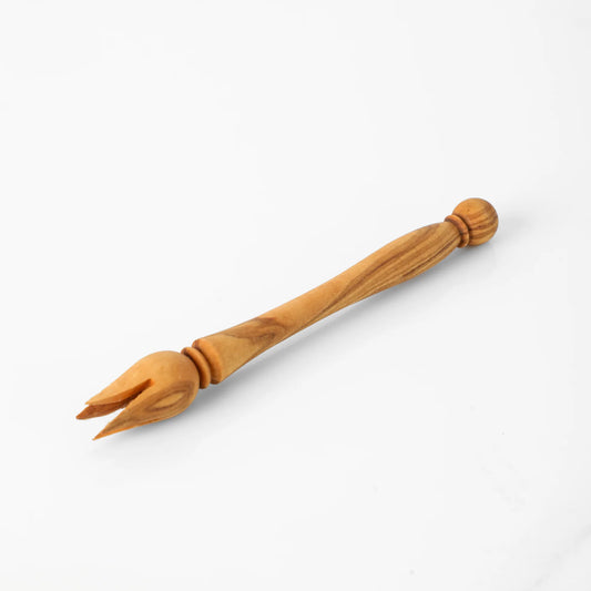 Klassischer Olivenholz Picker aus massivem Olivenholz, handgefertigt und fein verarbeitet