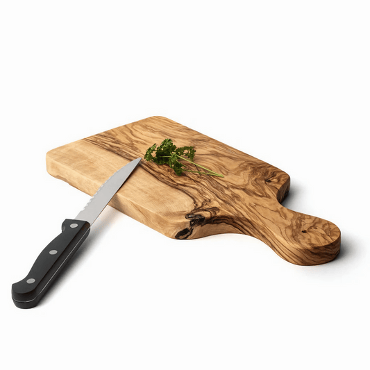 Rustikales Käse-Charcuterie-Brett-Set aus Olivenholz – handgefertigt, ideal für Buffet und Präsentation

