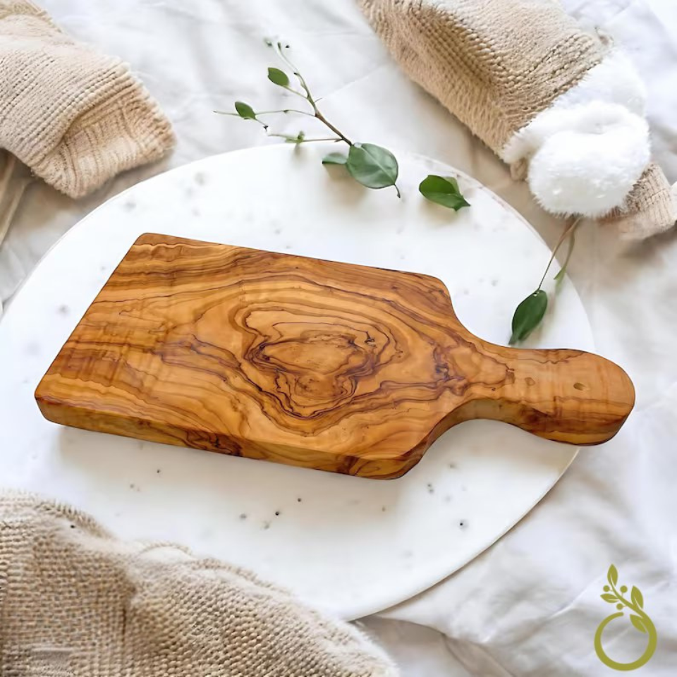 Handgemachtes Schneidebrett aus Olivenholz – Fleisch-, Käse- und Buffetbrett, ideales Geschenk zur Einweihung

