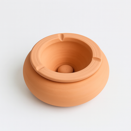 Terrakotta Aschenbecher im marokkanischen Design, handgedreht in Tunesien – natürliche Clay Decor Keramik