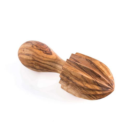 Handgefertigte Zitronenpresse aus Olivenholz